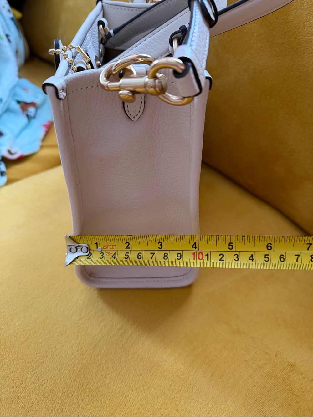 COACH White Pebbled Leather Small Satchel with Top Handles - Picture 4 of 7